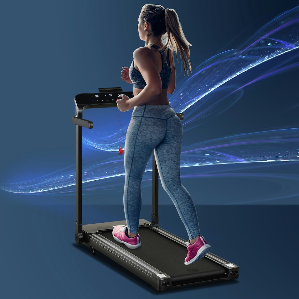 image 1 of HOMCOM 1.85HP Foldable Electric Treadmill Fitness Safety Lock LED screen-Black
