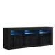 image 1 of TV Unit 160cm Black Gloss Doors & Drawers Black Matt Body With LED Black