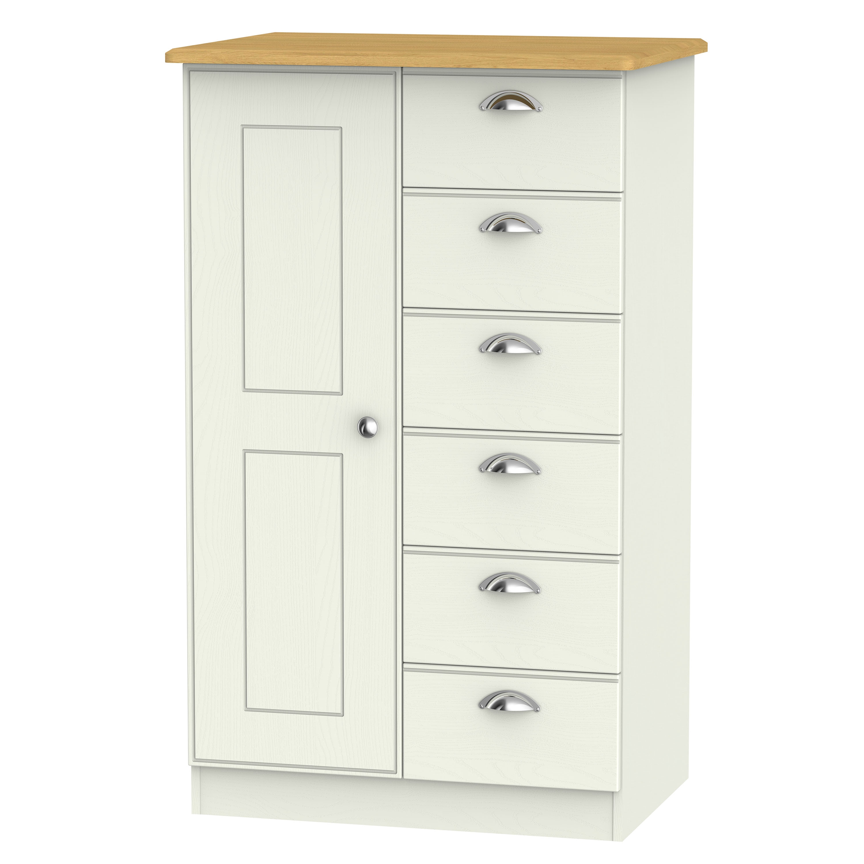 Albert 1 Door 5 Drawer Childrens Wardrobe in Cream Ash & Riviera Oak