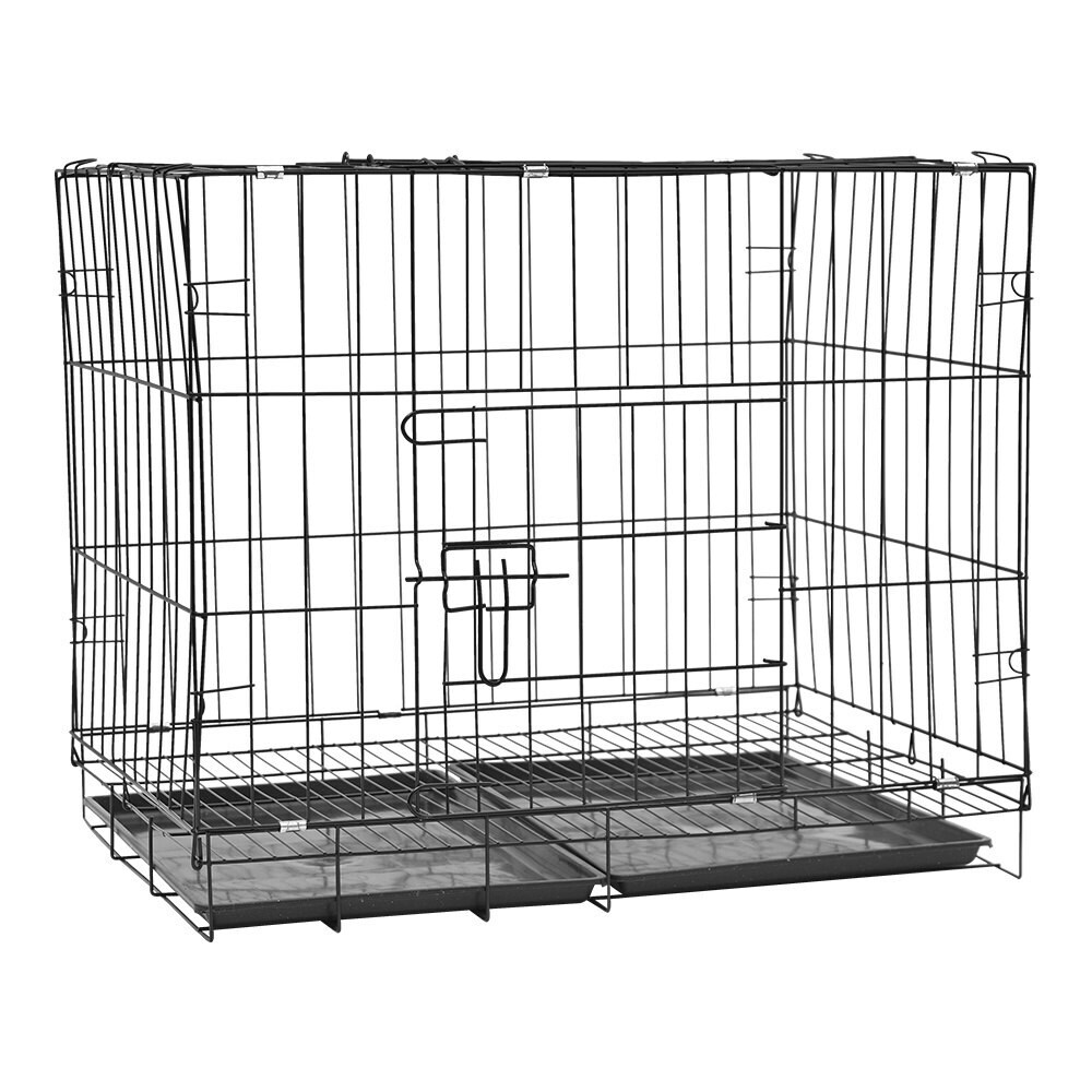 Living and Home Wire Dog Crate with 2 Doors and Tray, 70x50x60cm