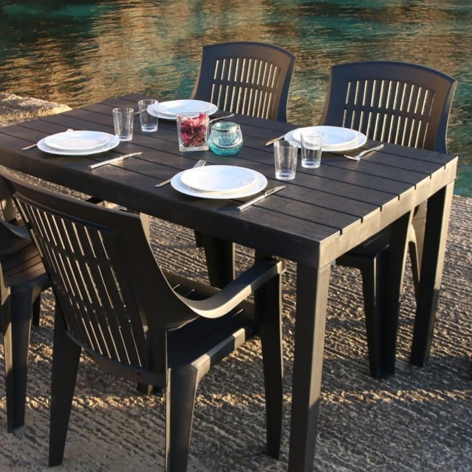 image 1 of Rectangle Anthracite Plastic Garden Table