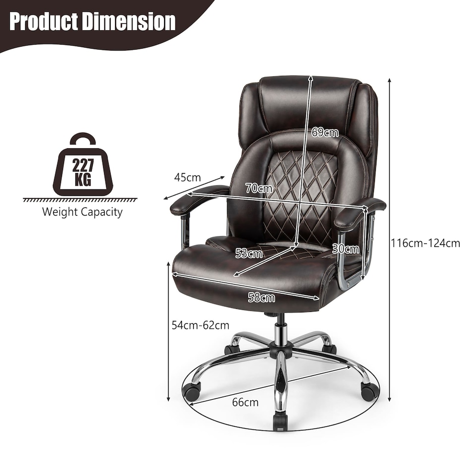 image 1 of COSTWAY Leather Office Chair Executive Chair Brown