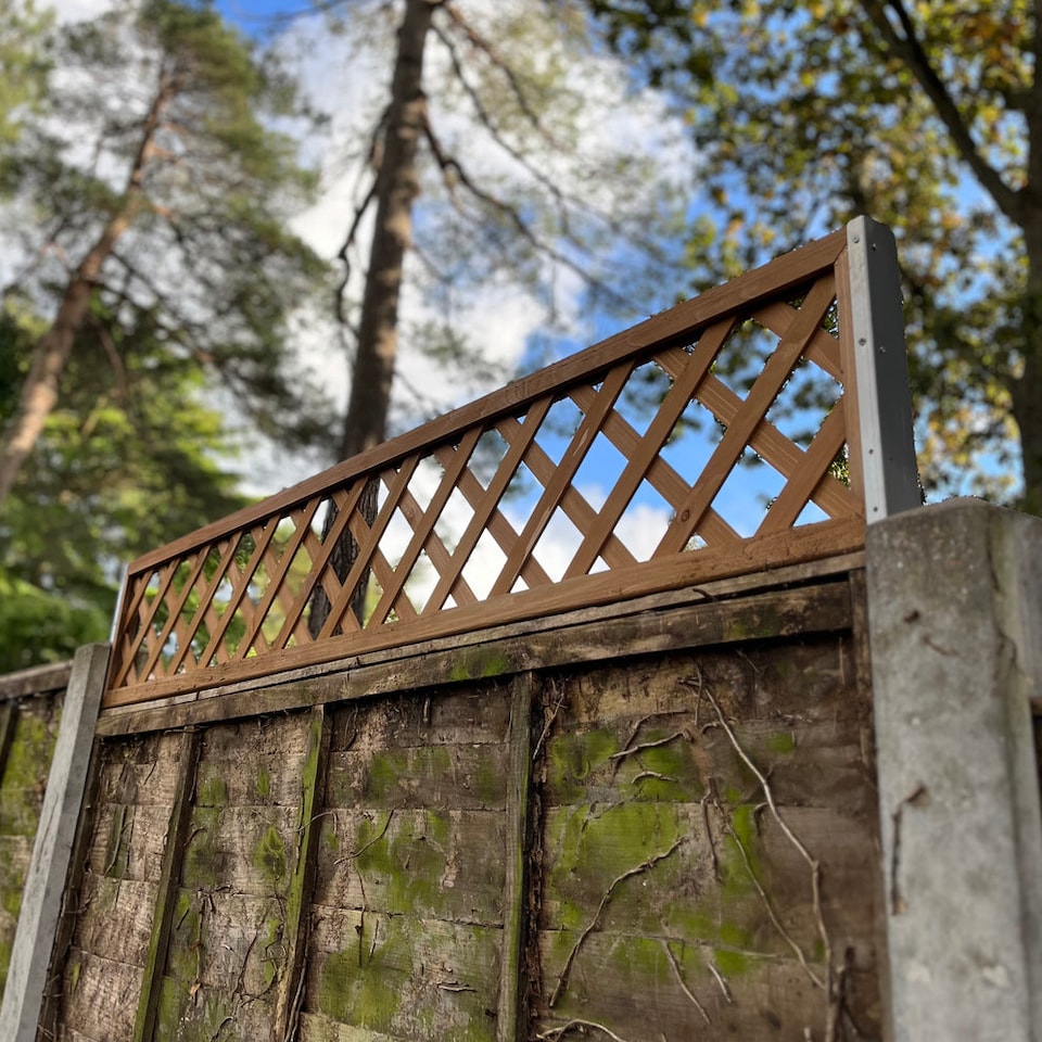 image 1 of Wooden Framed Trellis Panels Fence Toppers (180cm x 30cm) - Pack of 5