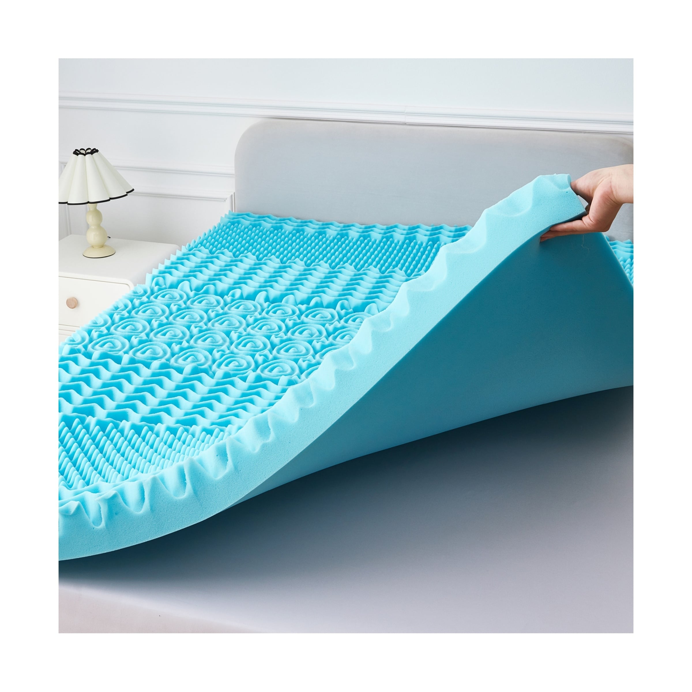 Ezysleep 10cm Cooling 7 Zone Open-Cell Memory Foam Mattress Topper Bedroom | Blue