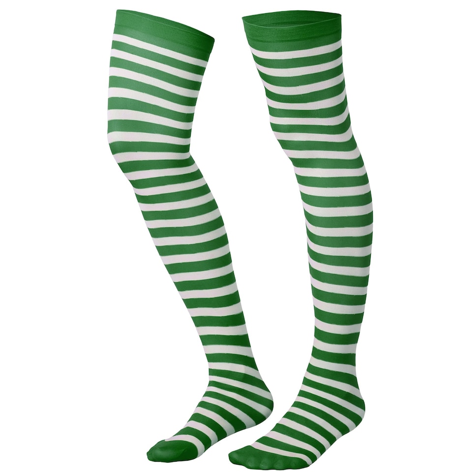 image 1 of Striped knee high socks green-white