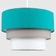image 1 of ValueLights Aztec Pair of 3 Tier Teal Fabric Lamp Shades & Bulbs Blue
