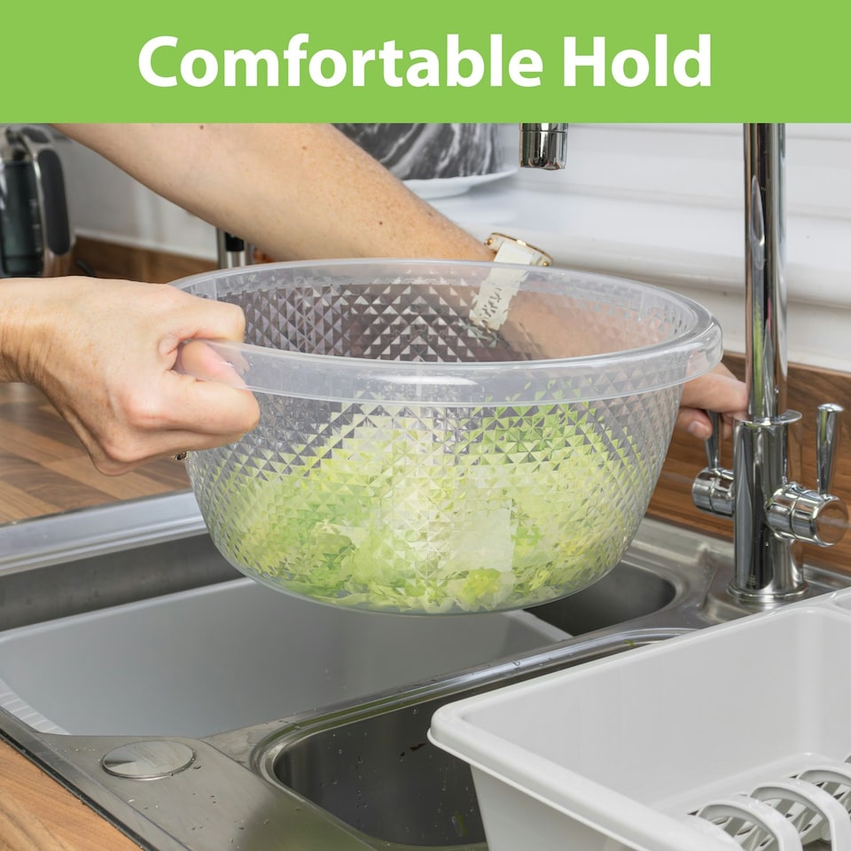 image 1 of JVL Plastic Sapphire Round Salad Serving Mixing Bowls, Set of 3, 3L, 6L, 9.5L