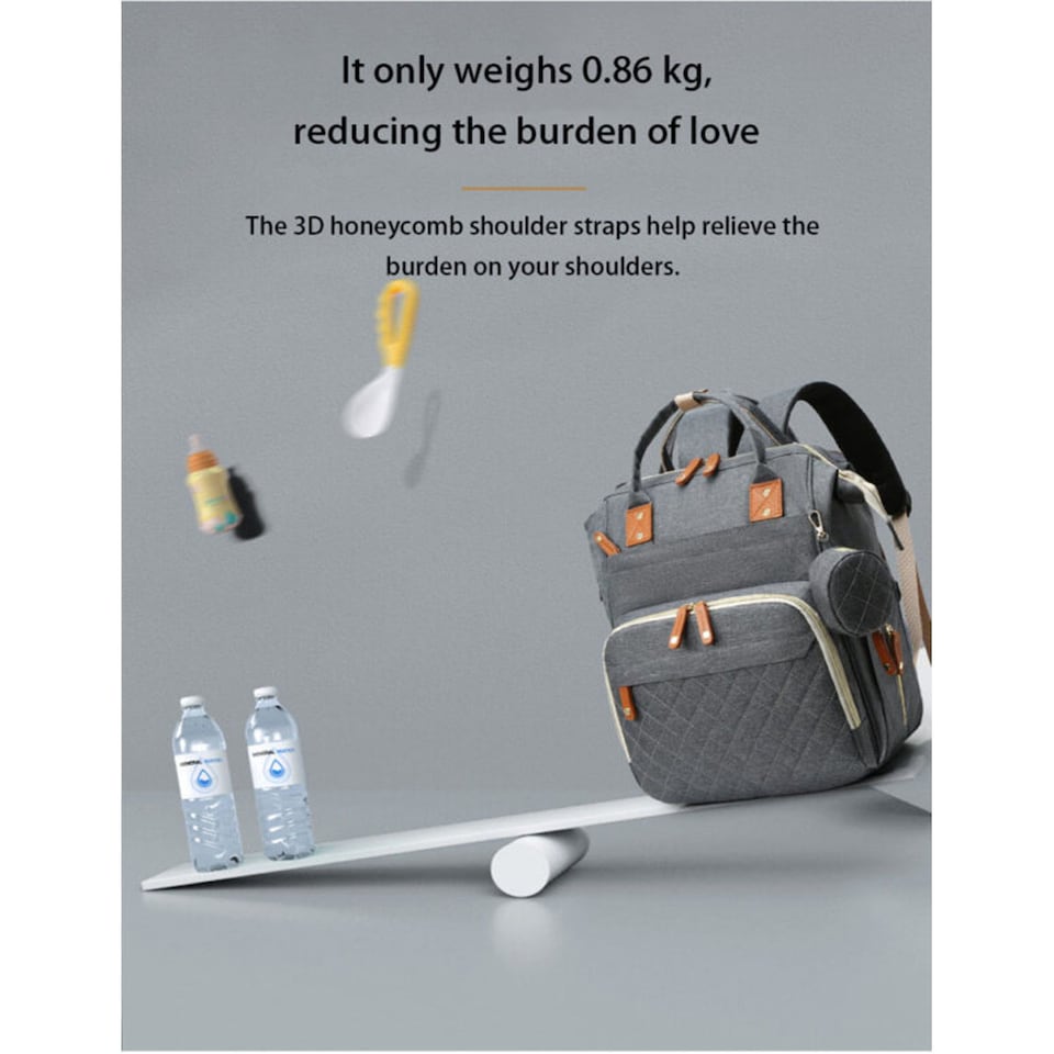 image 1 of Multifunctional Maternity and Baby Backpack for Outings | Grey | Dark Grey