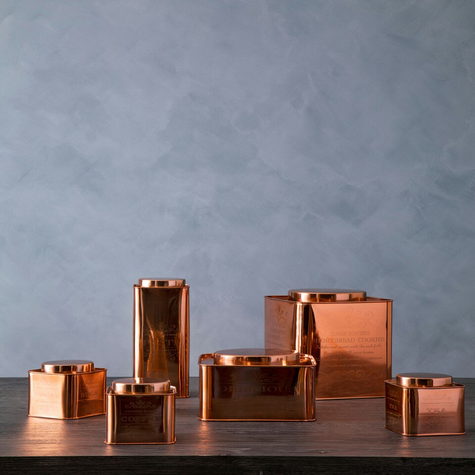 image 1 of Maison by Premier Chai Square Copper Finish Cookies Canister