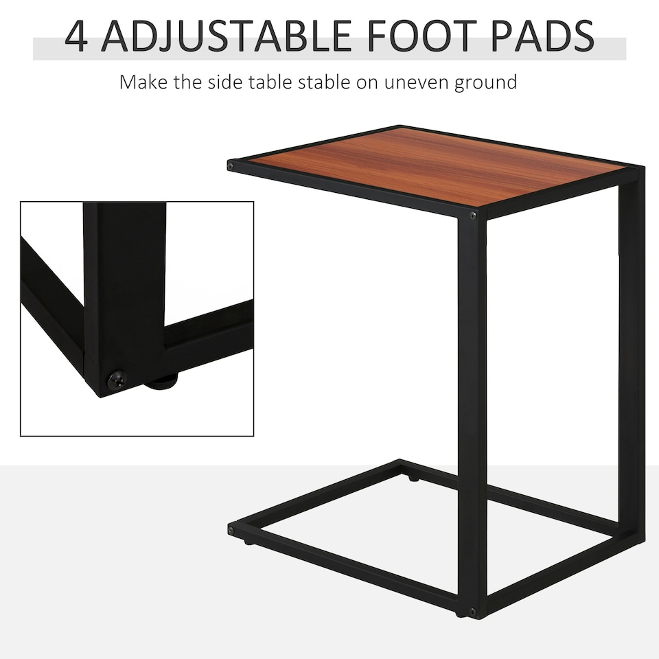 image 1 of HOMCOM C-Shape Side End Table w/ Steel Frame Wide Base for Living Room