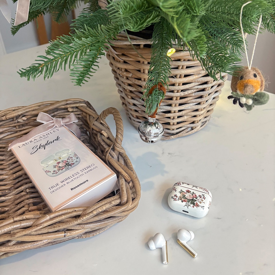 image 1 of Laura Ashley Rosemore 'Skylark' True Wireless Earbuds with HD Microphone and Charging Case