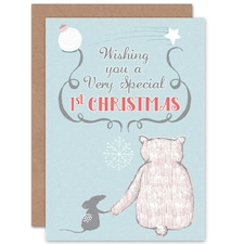 Bear Mouse Special 1st Christmas Child Kids Card