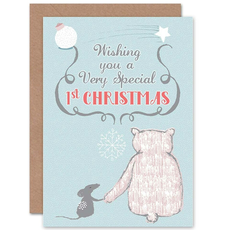 image 1 of Bear Mouse Special 1st Christmas Child Kids Card