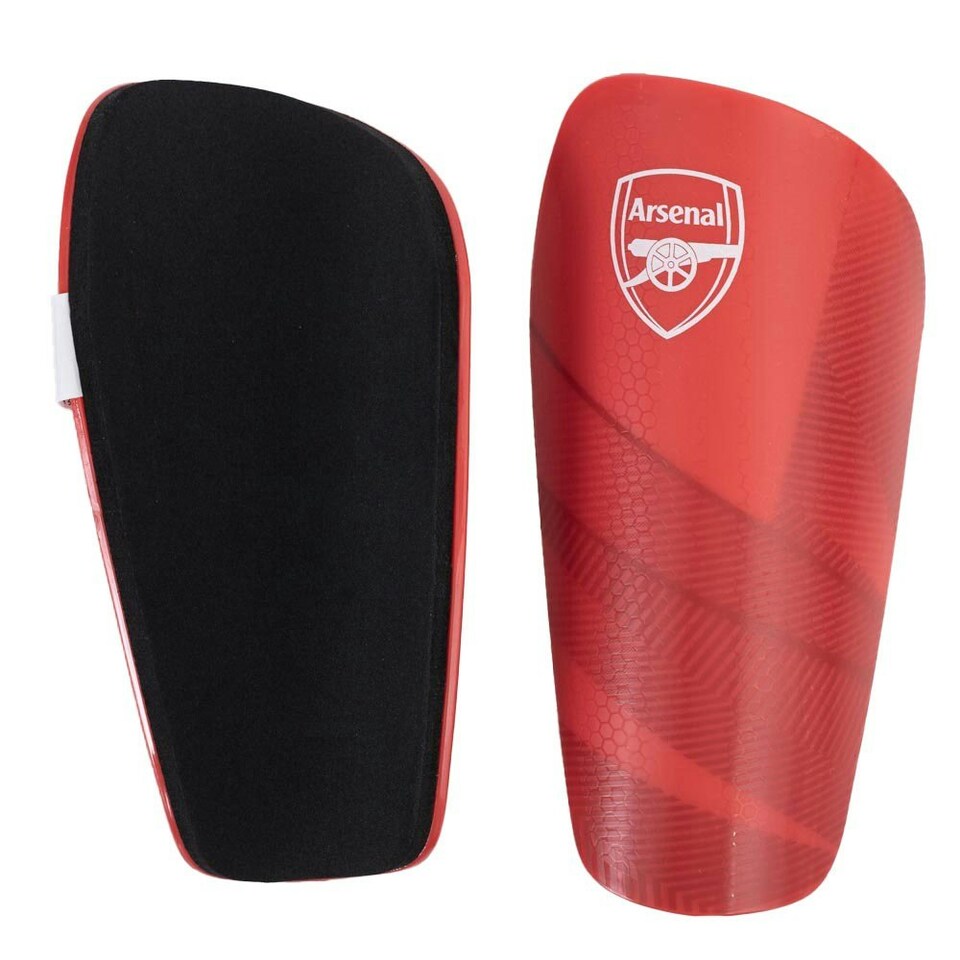 image 1 of Arsenal FC Childrens/Kids Fuse Slip-In Shin Guards - Red/White - 10-12 Years