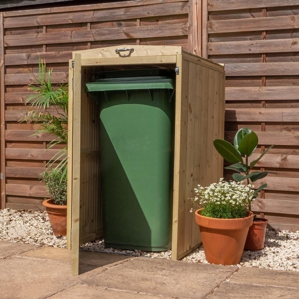 image 1 of Pressure Treated Premium Single Bin Store - Timber - L80 x W72 x H117 cm - Brown Brown