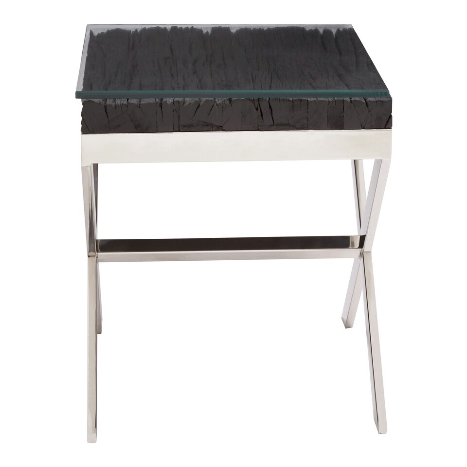 image 1 of Interiors by Premier Black Top End Table With Cross Base Black