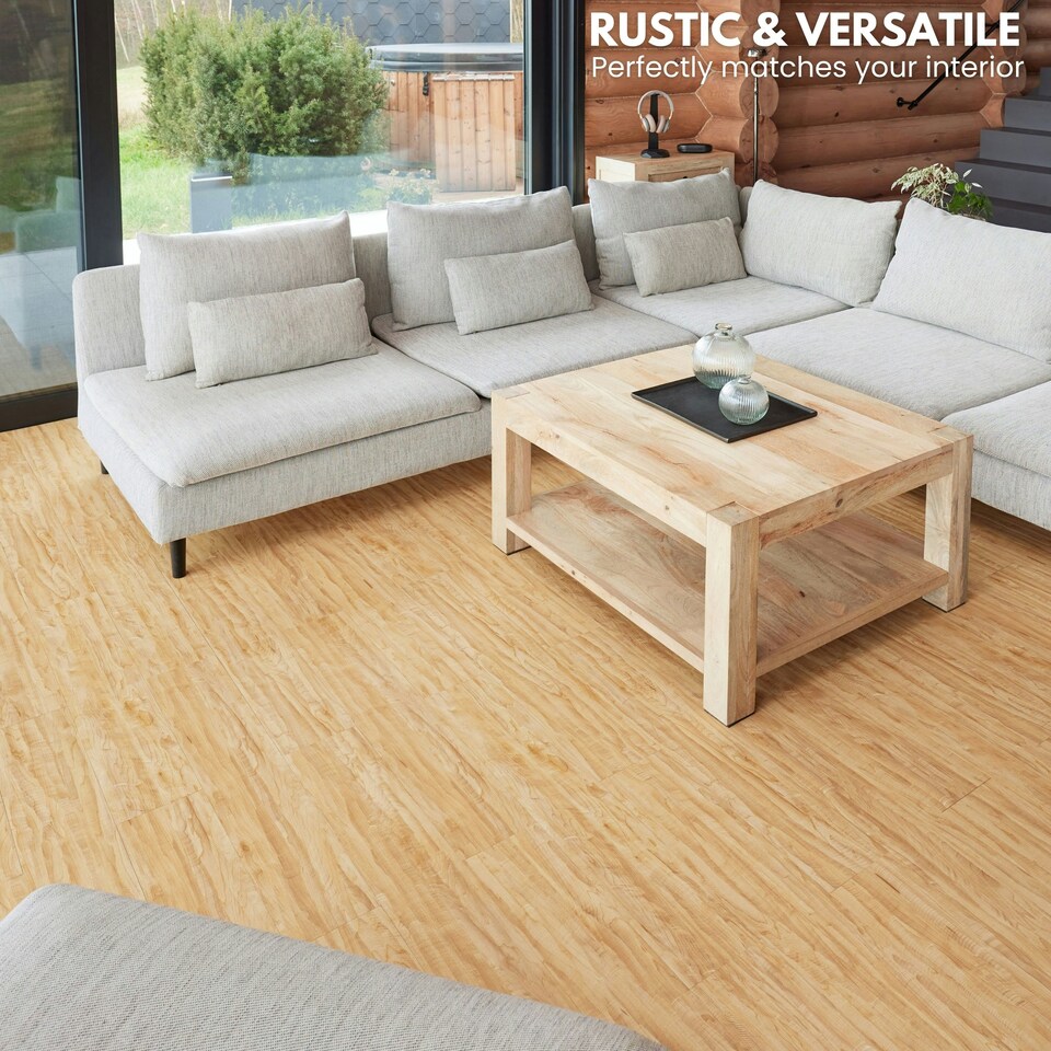 image 1 of NOVECRAFTO Self Adhesive Floor Planks | 36x5.98in (91.4x15.2cm) Each | Peel & Stick Vinyl Flooring | Honey Drift Timber Effect | Waterproof DIY Tiles Brown | 0.97 sqm