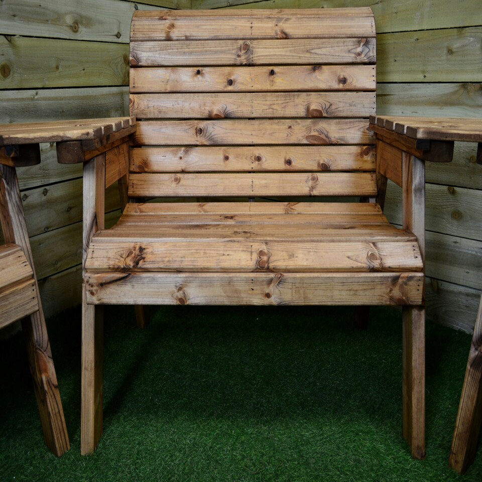 image 1 of Hand Made 4 Seater Chunky Rustic Wooden Garden Furniture Multi Set