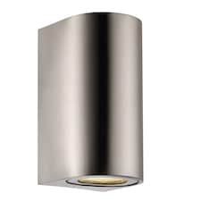 Nordlux Canto Outdoor Wall Light Silver Stainless steel Solar GU10 Sensor Weatherproof - Mains Powered, IP44