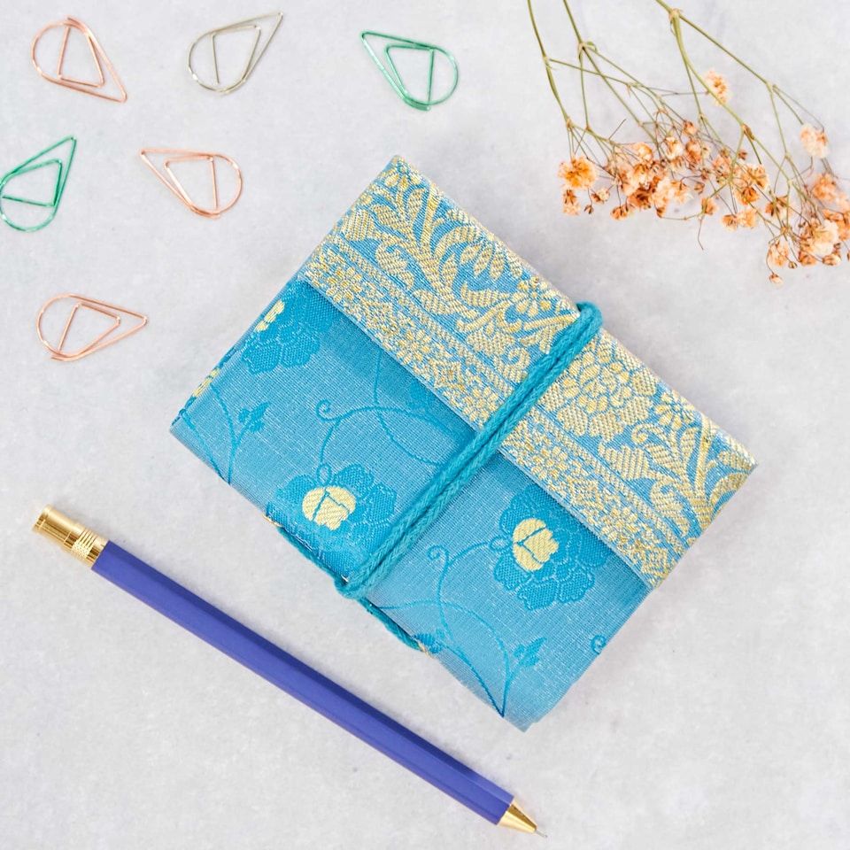 Mini Sari Fabric Notebook
