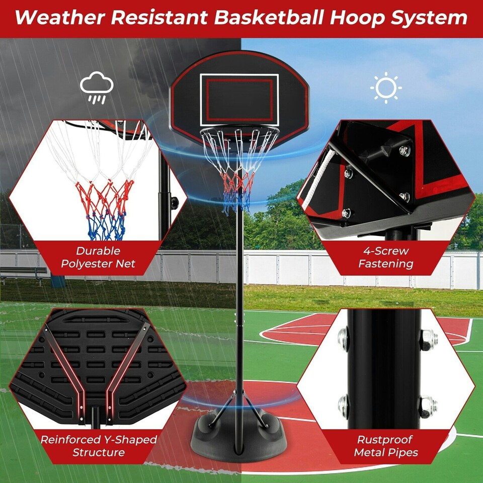 image 1 of COSTWAY Portable Basketball Hoop Stand Adjustable Basketball Black | Standard