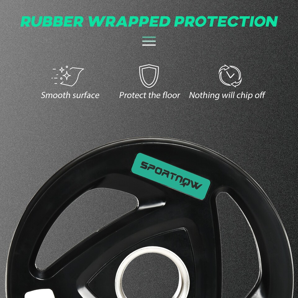 image 1 of SPORTNOW Two 10kg Olympic Weight Plates for Barbell, with Tri-Grips