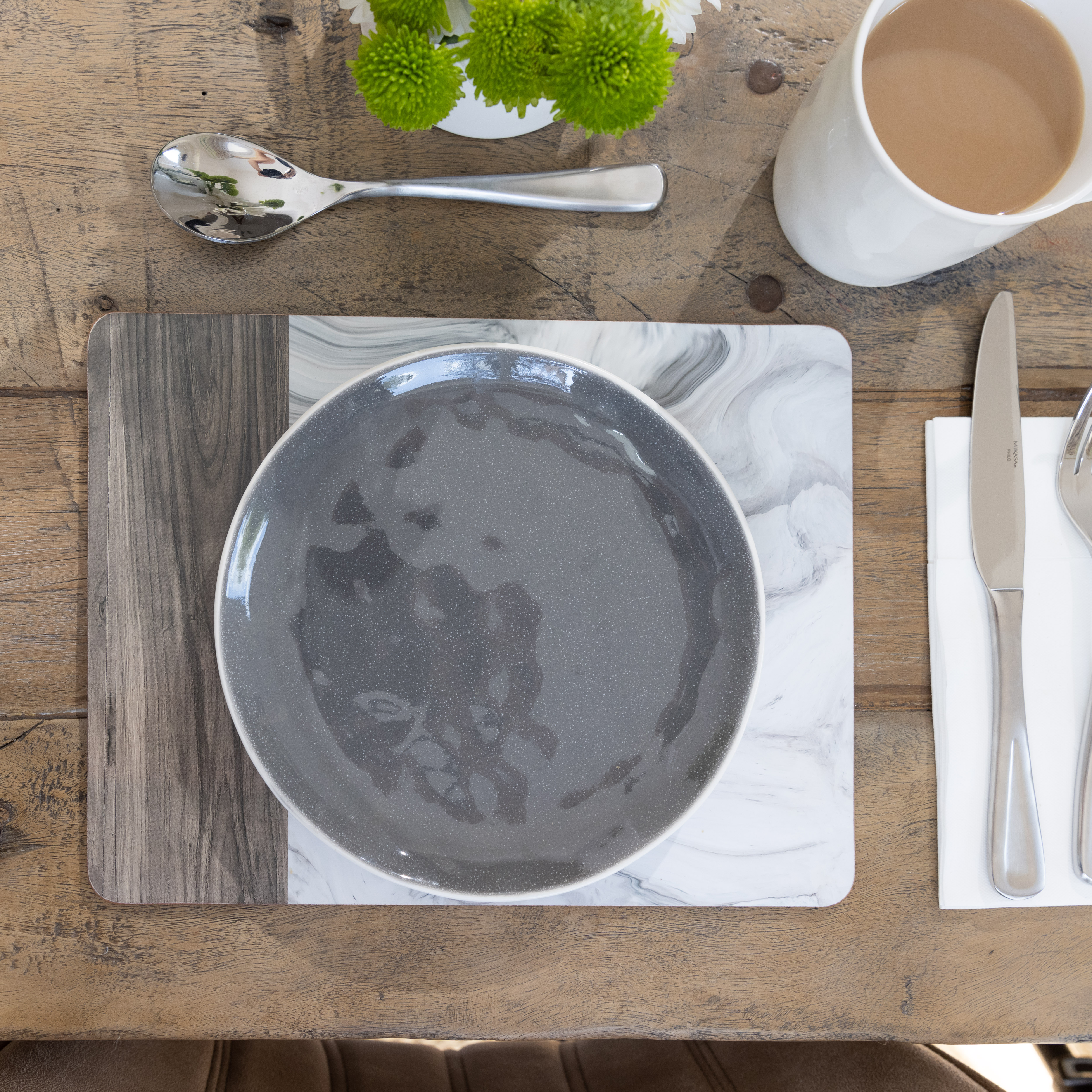 Creative Tops Set of 6 Grey Marble Cork Backed Rectangle Placemats 30x23cm | Size: 30x23 cm