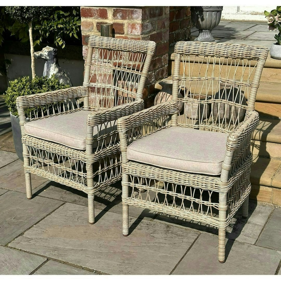 image 1 of Provence Collection Outdoor Dining Chair - Metal - L94 x W62 x H69 cm - Beige