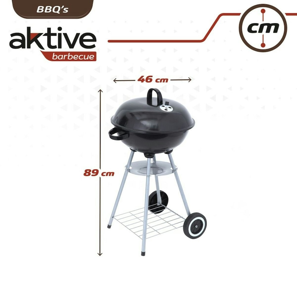 image 1 of Coal Barbecue with Wheels Aktive Enamelled Metal 46 x 89 x 46 cm Black
