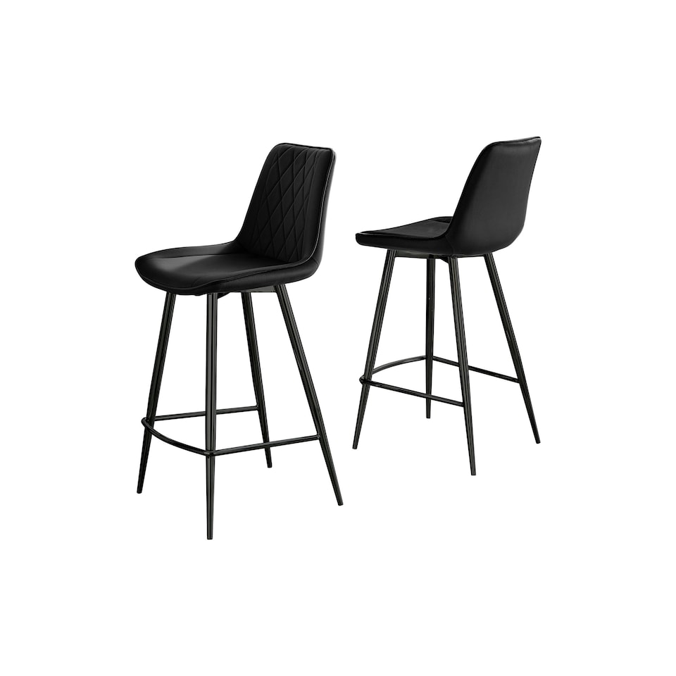 image 1 of Furniturebox Pesaro Bar Chair Black Velvet Black Leg x 2
