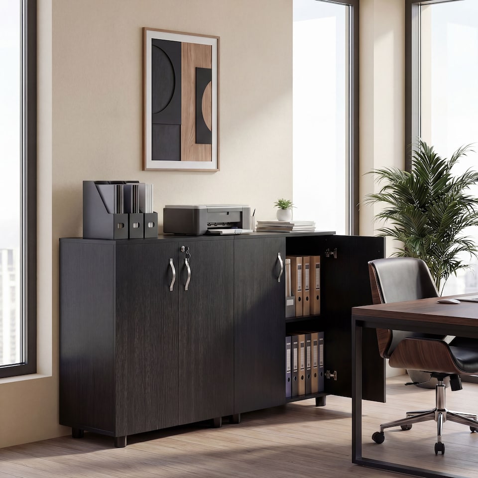 image 1 of Vinsetto 2-Tier Locking Filing Cabinet Office Storage Cabinet, Black