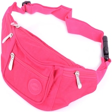 Lorenz Womens Crinkled Nylon Bum Bag / Waist Bag / Money Holder (Taupe) | Pink | Pink