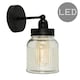 image 1 of ValueLights Cambourne Matte Black Wall Light with Black Shade and E27 Pear LED 4W Warm White 2700K Bulb Black