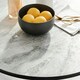 image 3 of Furniturebox Elina White Marble Effect Round Dining Table & 2 Blue Pesaro Black Leg Chairs