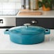 image 2 of Cooks Professional Cast Iron Casserole Set of 3 | 20cm, 26cm and 28cm | Enamelled Inside and Out | Graduated Teal