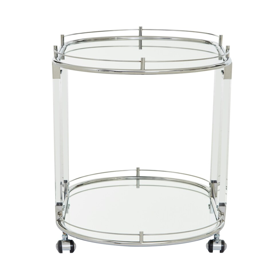 image 1 of Interiors by Premier Oval Mirrored Trolley Silver