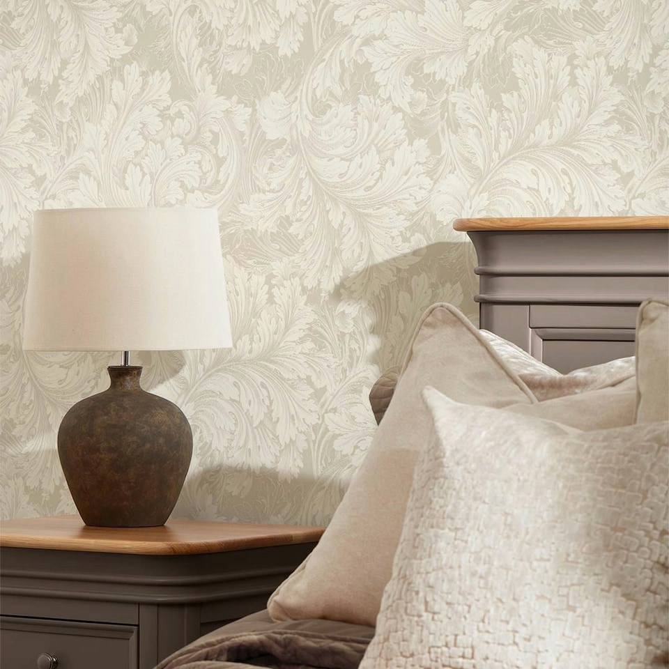 image 1 of Eternal Leaf Wallpaper in Taupe and Cream Multi