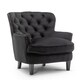 image 1 of Velvet Black Buttoned Ava Accent Chair