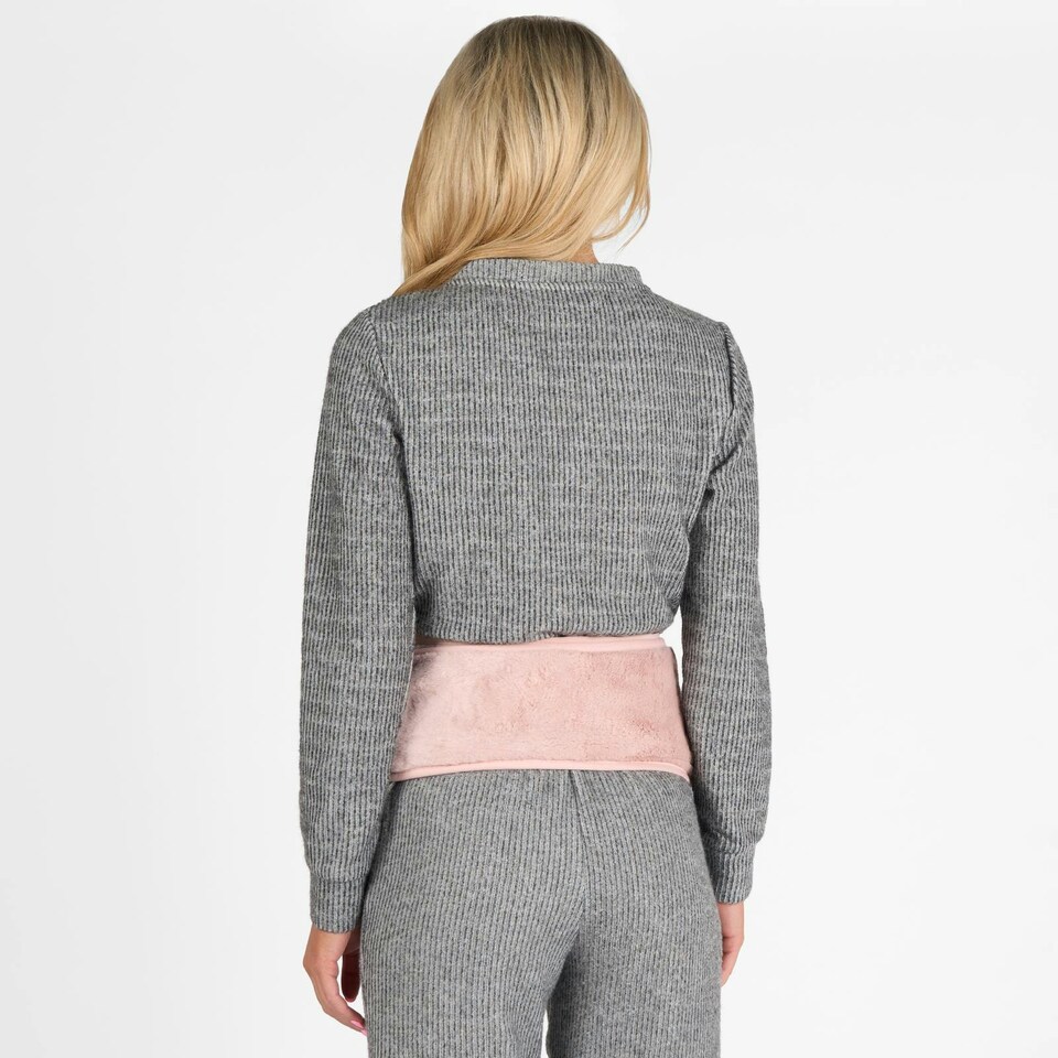 image 1 of OHS 1L Extra Long Hot Water Bottle & Soft Winter Warm Faux Fur Cover Body Wrap - Blush Pink