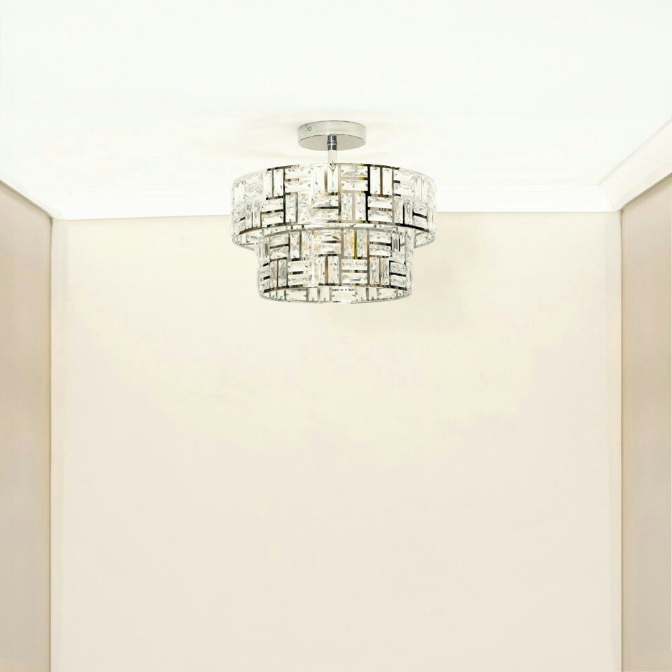 image 1 of ValueLights Elise Silver Acrylic Jewel Two Tier Ceiling Pendant Light