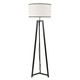 image 1 of ValueLights Lottie Wood Tripod Floor Lamp Linen White Trim Shade & Bulb | Brown | White