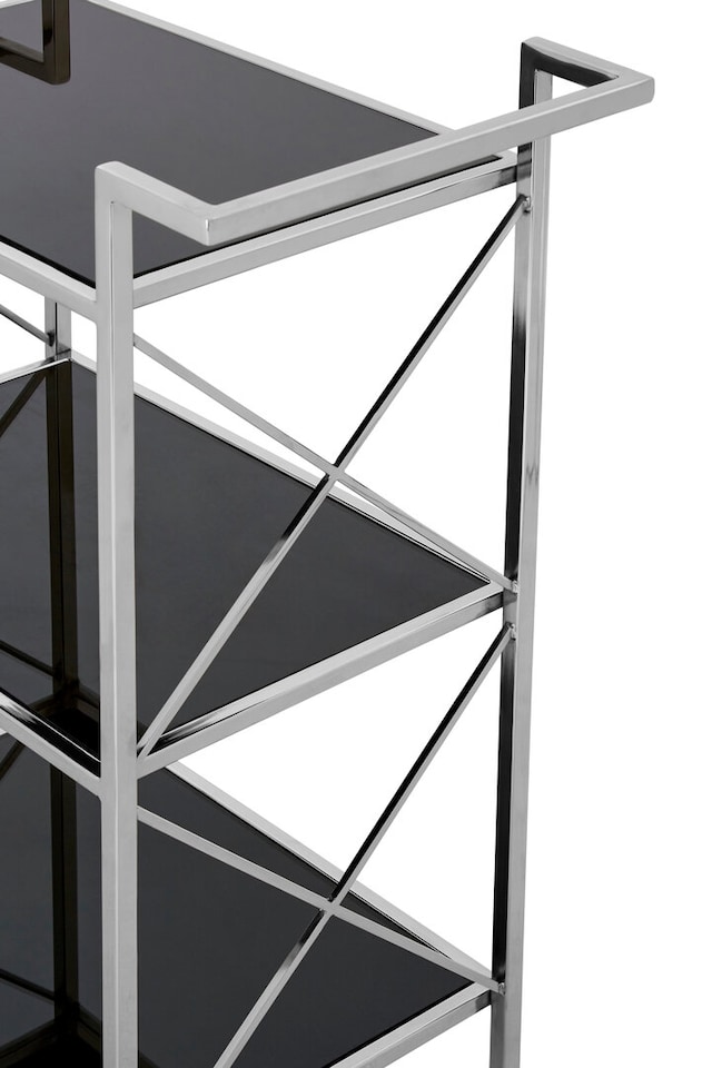 image 1 of Hoffmann Black Mirrored Glass 3 Tier Trolley.