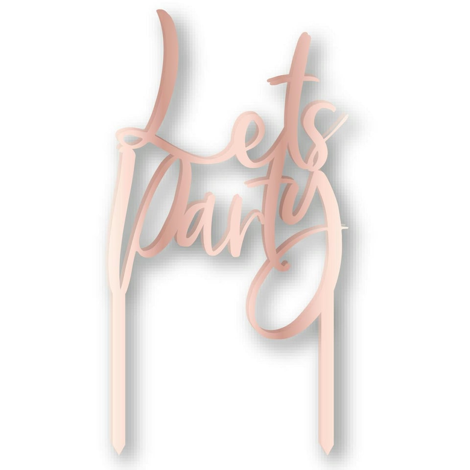 Amscan Lets Party Metallic Acrylic Cake Topper - Rose Gold - 18cm x 10cm
