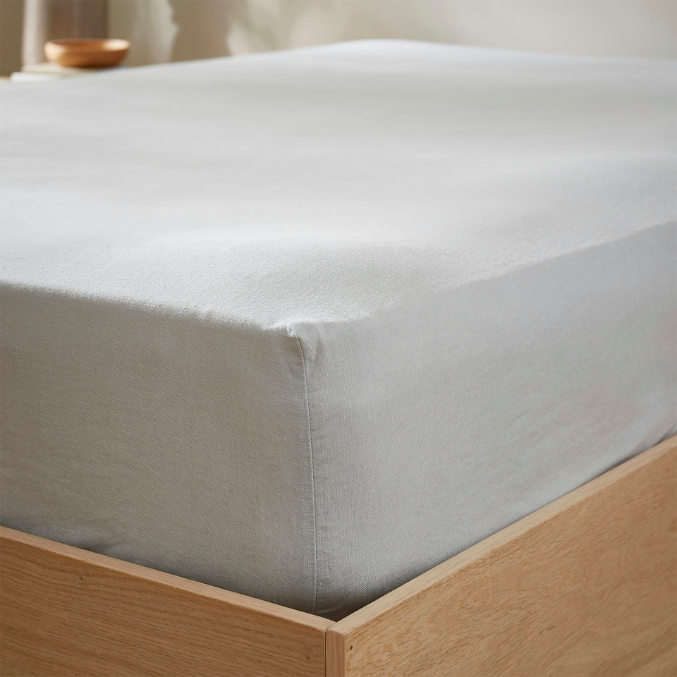 image 1 of Touch Of Linen - Ice Blue - Fitted Sheet Blue | Ice Blue | Double