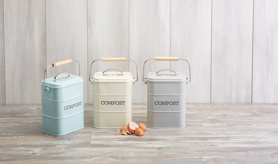 image 1 of KitchenCraft Compost Bin Blue Metal 3L