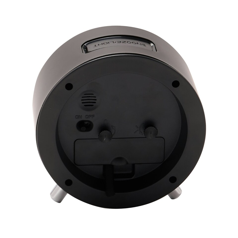 image 1 of Wm.Widdop Round Alarm Clock Sweep Movement with Silver Hands & Feet - Black Black