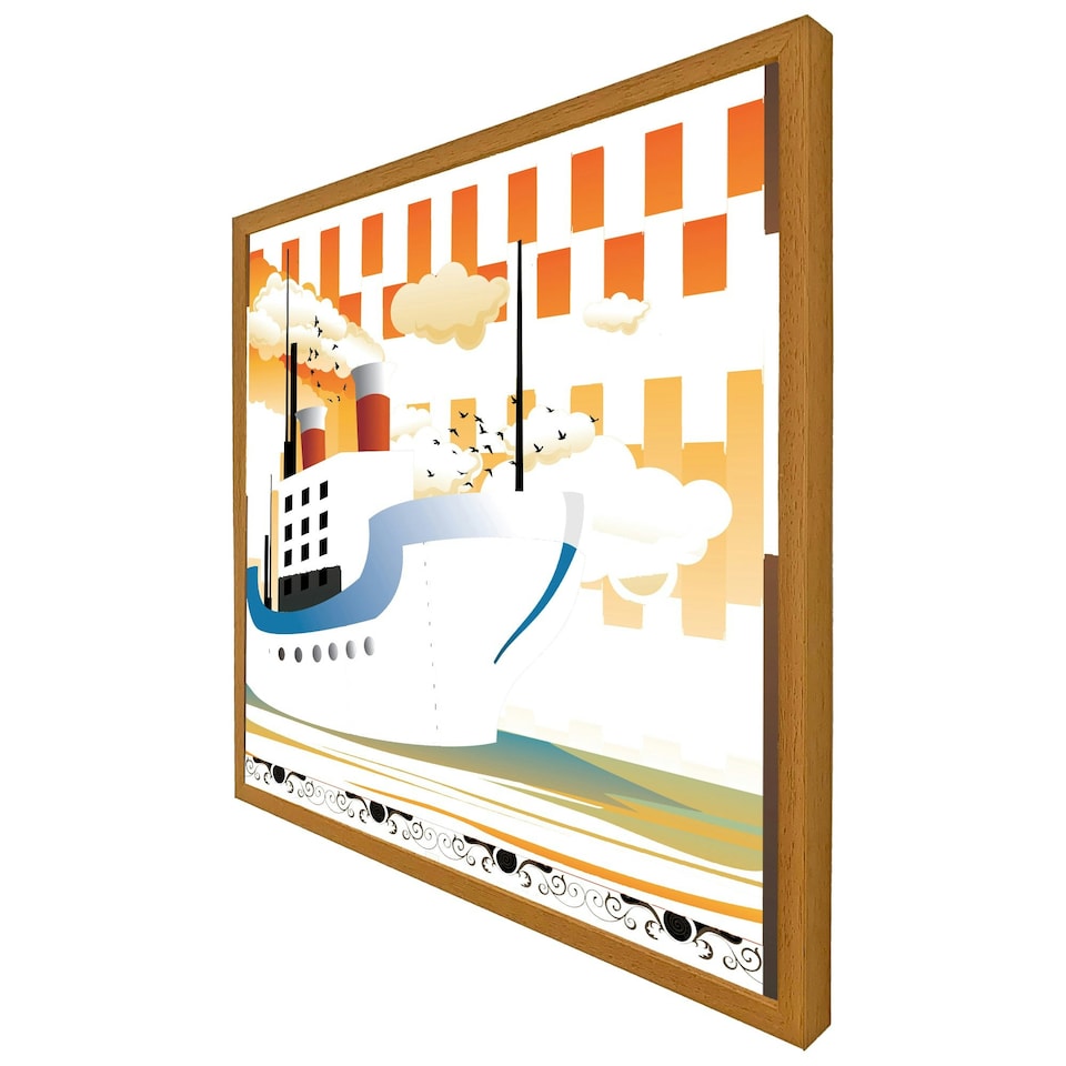 image 1 of Art deco ship (Picture Frame) Black | M