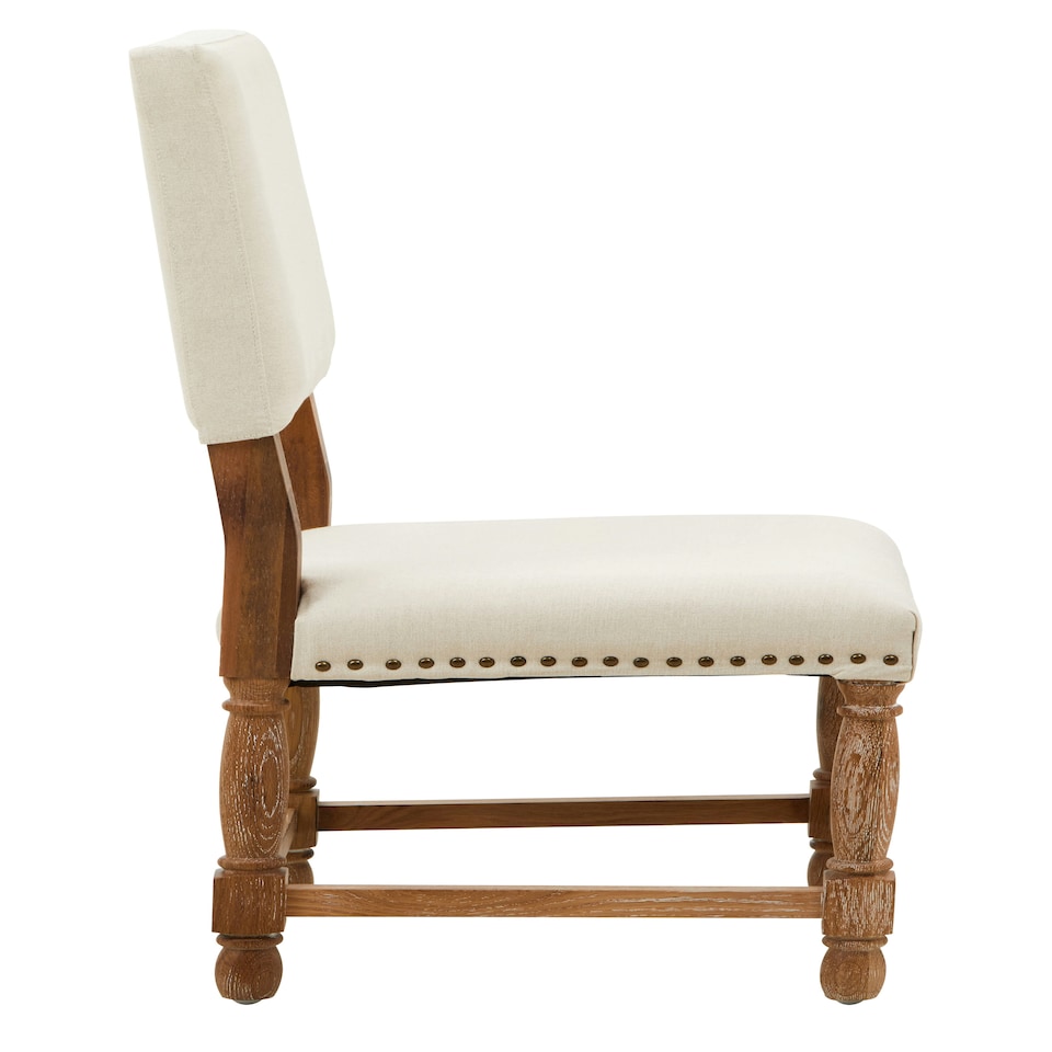 image 1 of Interiors By Premier Modern Oak Burn Whitewash Linen Dining Chair, Sturdy Modern Dining Chair For Kitchen, Rustic Modern Chair White