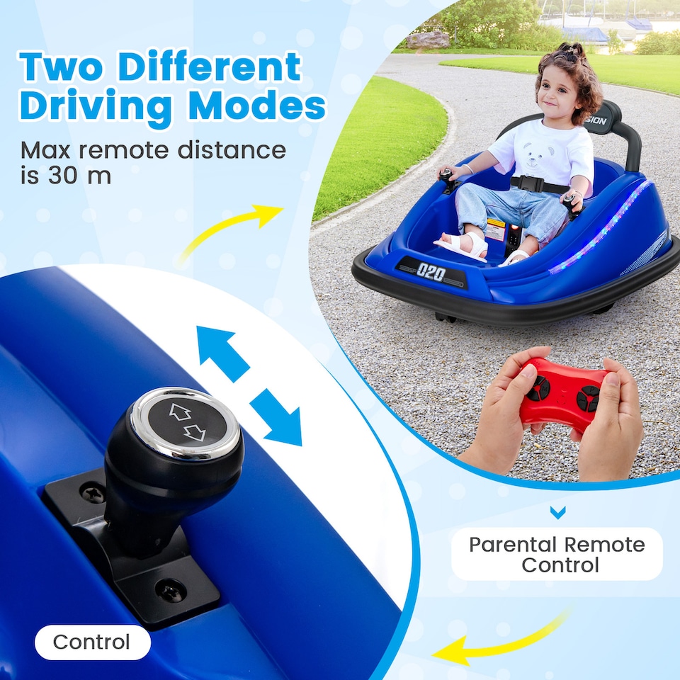 image 1 of COSTWAY Toy Car Kids Ride-On Bumper Car Electric 12V Blue