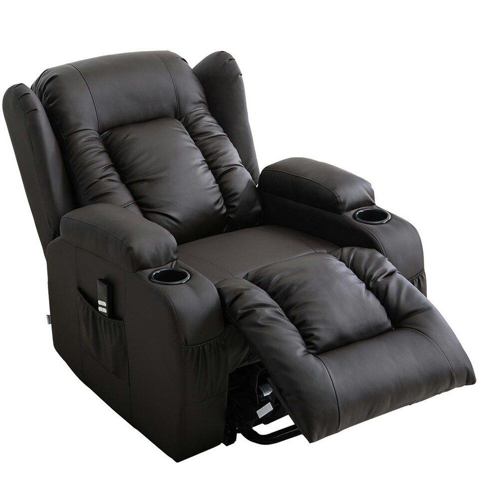 image 1 of Caesar Dual Motor Rise Recliner Bonded Leather Heat And Massage Chair (Brown)